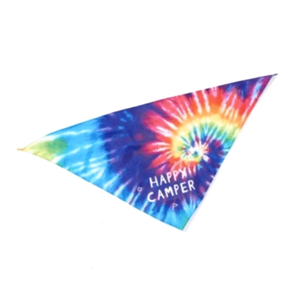 Bark Box Rainbow Tie Dye “Happy Camper” Dog Bandana Size M 20-50 lbs.